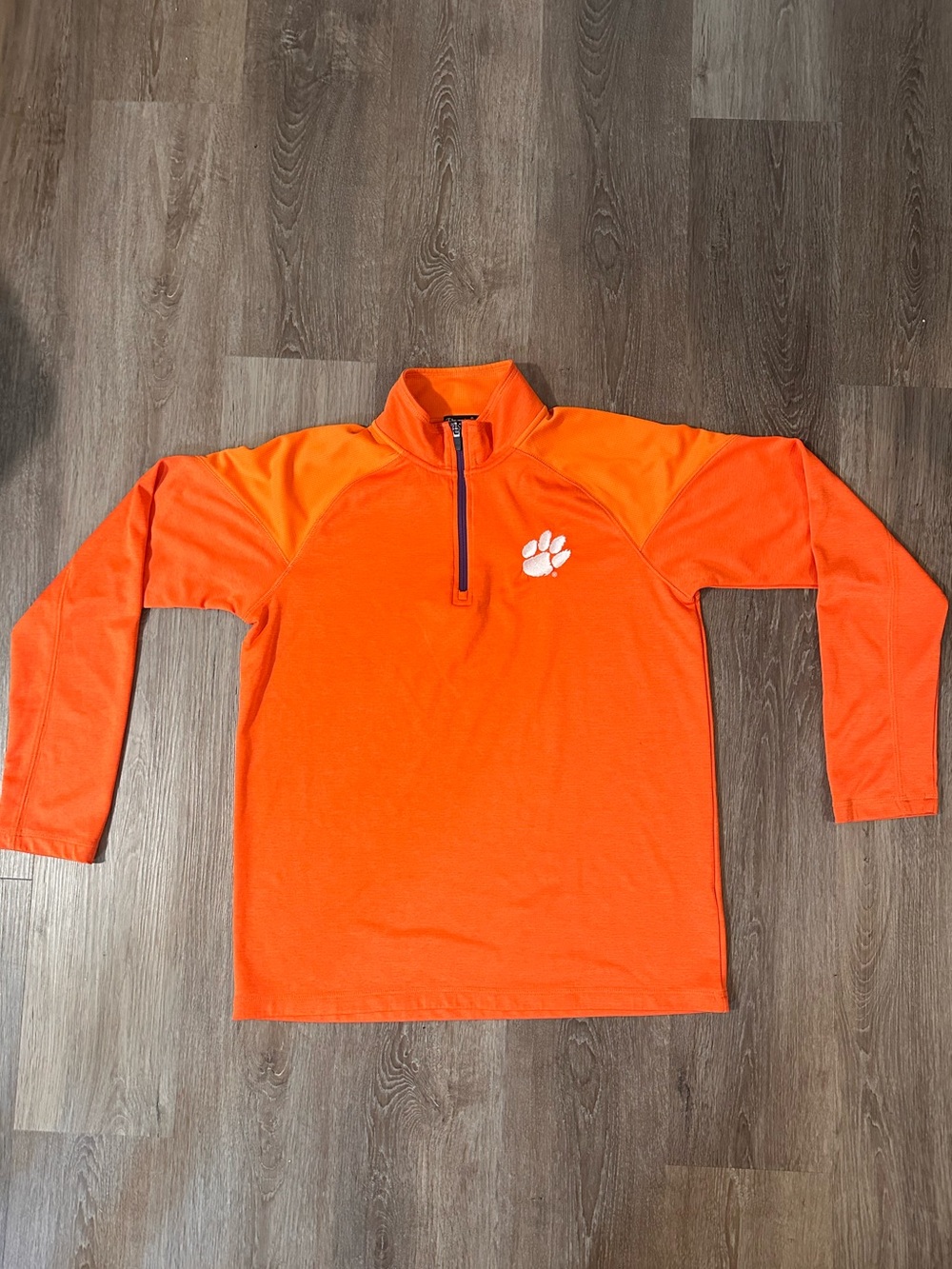 Champion Clemson Men's Bright Orange Quarter-Zip Pullover with White Paw Logo